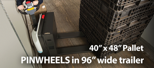 WLX 45S Handling a 48x48 Pallet sideways in a 96" trailer